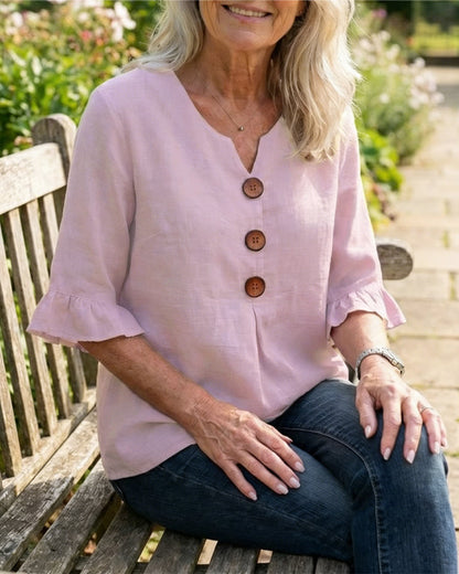 INÉS | BLUSA DE ALGODÓN LINO LISA