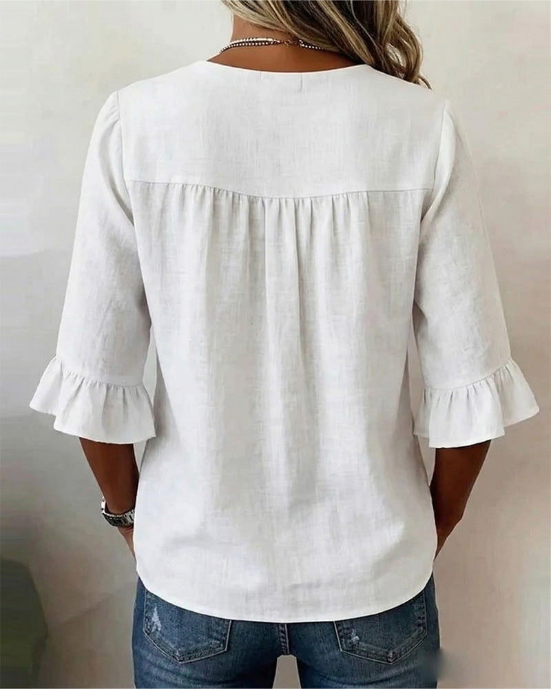 INÉS | BLUSA DE ALGODÓN LINO LISA