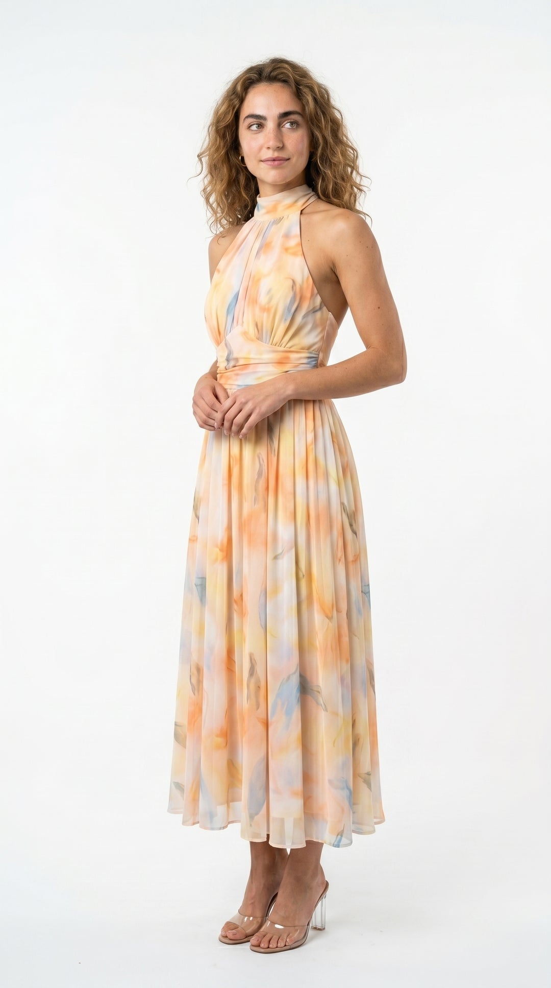 AURA | VESTIDO ESTAMPADO CON CINTURA AJUSTABLE