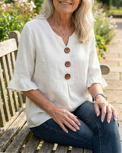 INÉS | BLUSA DE ALGODÓN LINO LISA