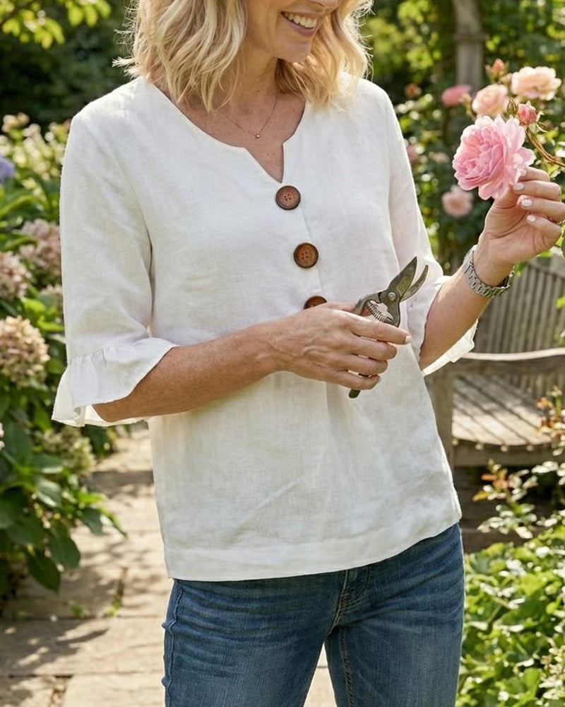 INÉS | BLUSA DE ALGODÓN LINO LISA