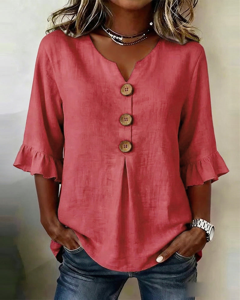 INÉS | BLUSA DE ALGODÓN LINO LISA