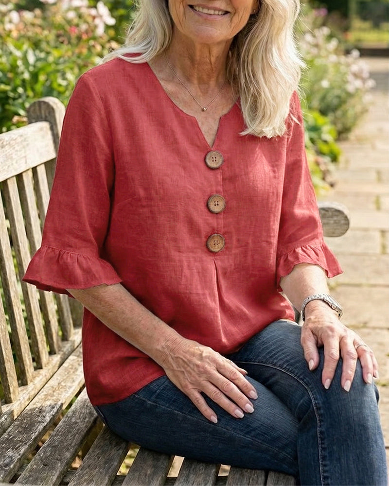 INÉS | BLUSA DE ALGODÓN LINO LISA