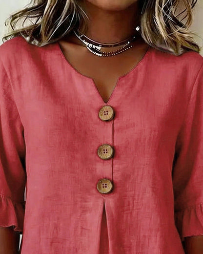 INÉS | BLUSA DE ALGODÓN LINO LISA
