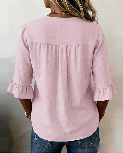 INÉS | BLUSA DE ALGODÓN LINO LISA