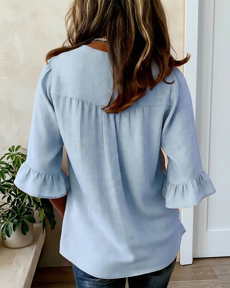 INÉS | BLUSA DE ALGODÓN LINO LISA
