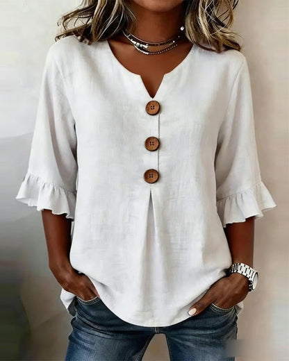 INÉS | BLUSA DE ALGODÓN LINO LISA