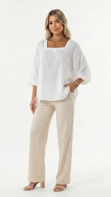 ALVESSA | BLUSA DE MANGA LARGA CON ESCOTE CRUZADO