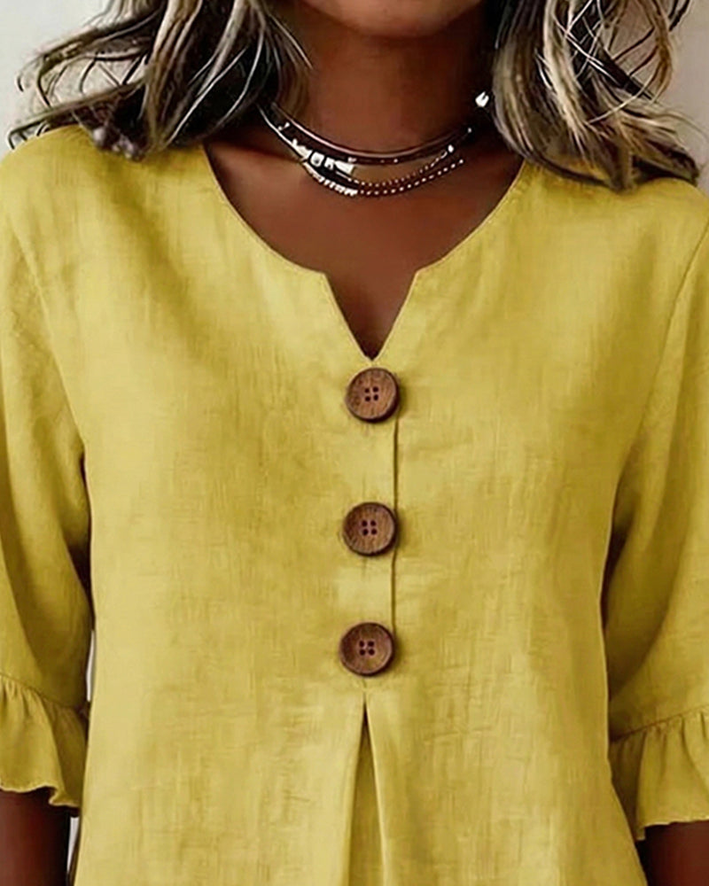 INÉS | BLUSA DE ALGODÓN LINO LISA