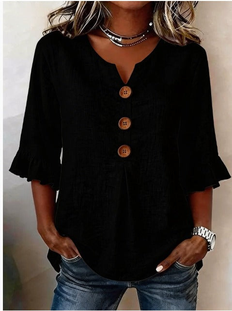 INÉS | BLUSA DE ALGODÓN LINO LISA