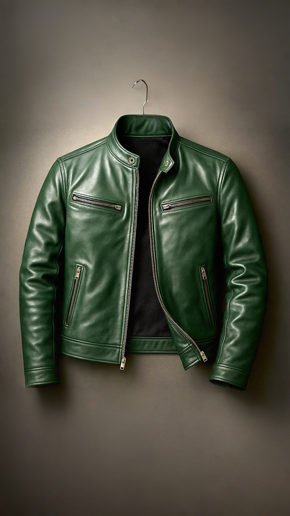 RECIO | CHAQUETA VINTAGE DE PIEL CON CREMALLERA