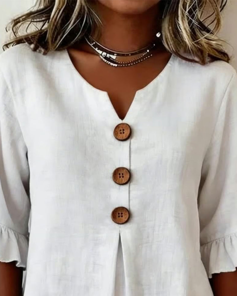 INÉS | BLUSA DE ALGODÓN LINO LISA