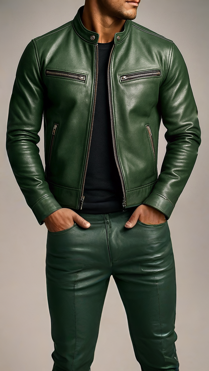 RECIO | CHAQUETA VINTAGE DE PIEL CON CREMALLERA