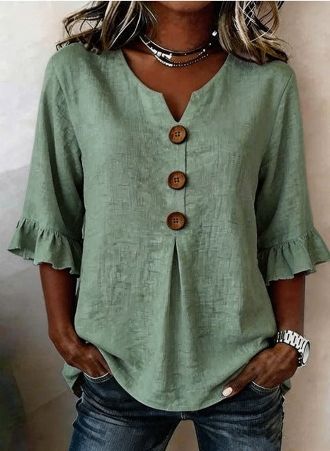 INÉS | BLUSA DE ALGODÓN LINO LISA