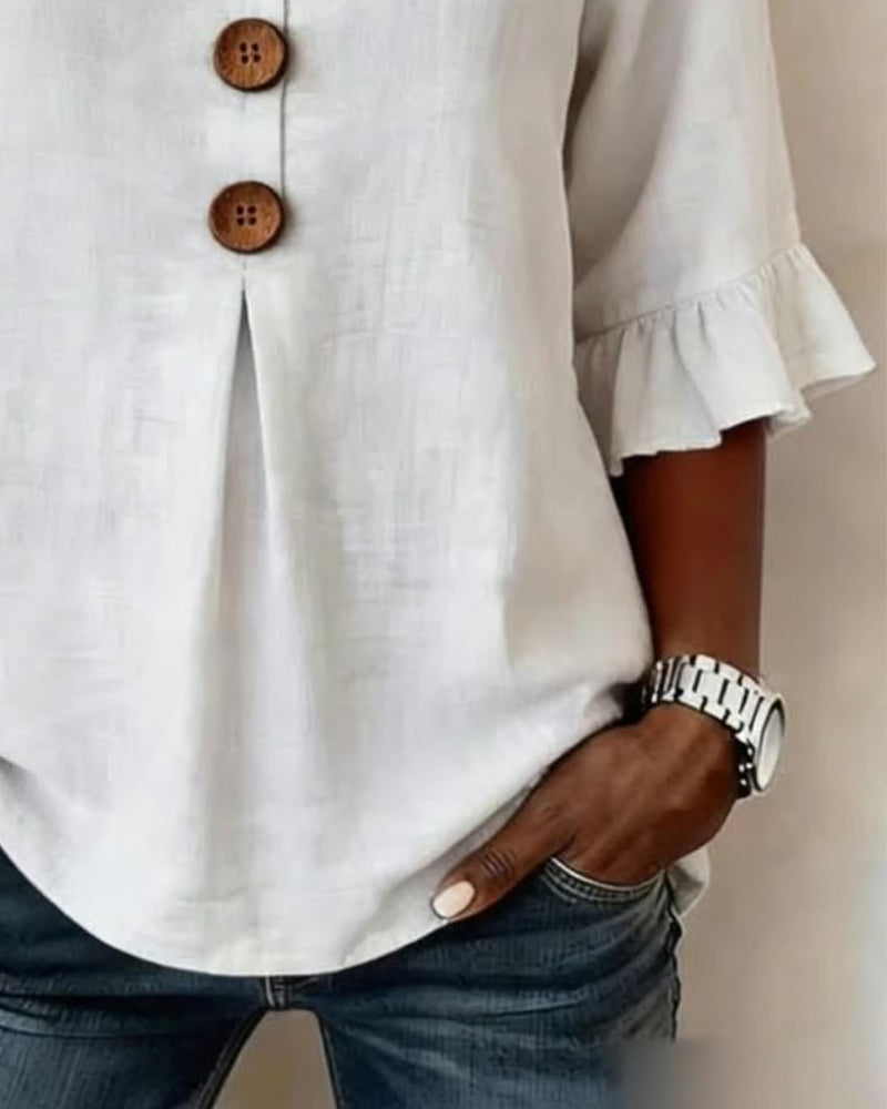 INÉS | BLUSA DE ALGODÓN LINO LISA
