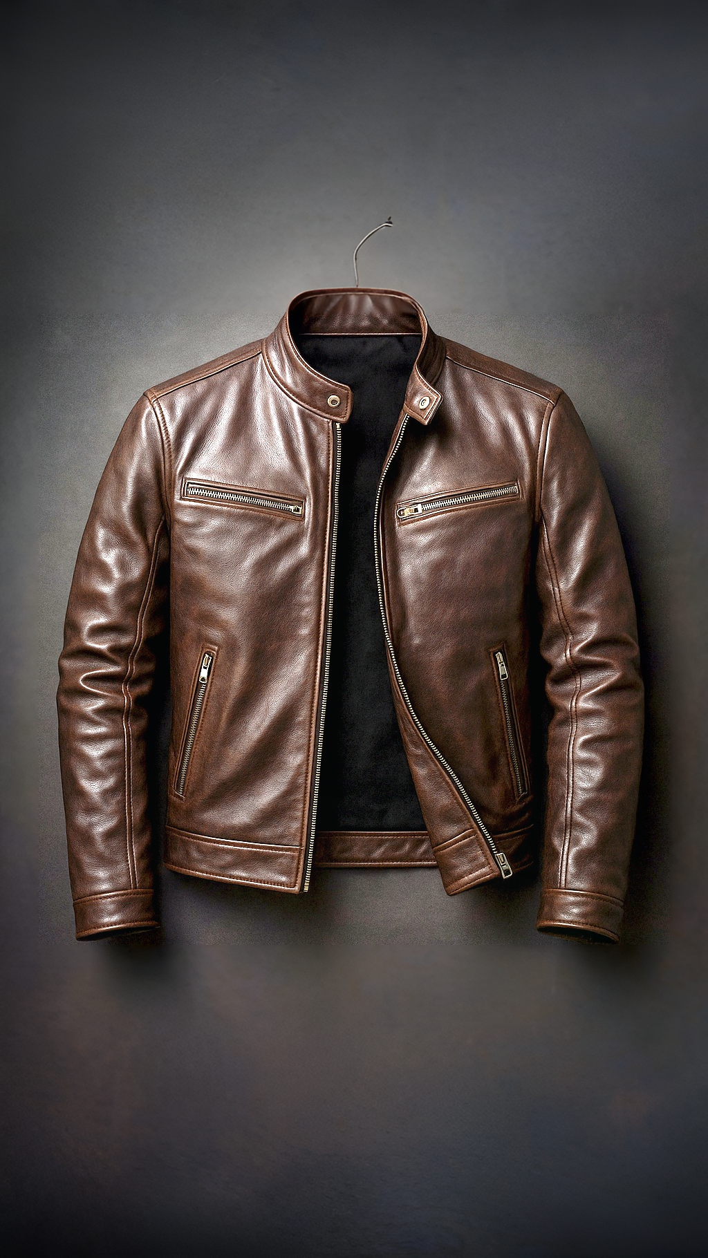 RECIO | CHAQUETA VINTAGE DE PIEL CON CREMALLERA