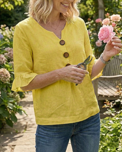 INÉS | BLUSA DE ALGODÓN LINO LISA