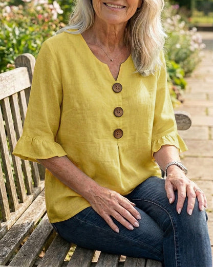 INÉS | BLUSA DE ALGODÓN LINO LISA