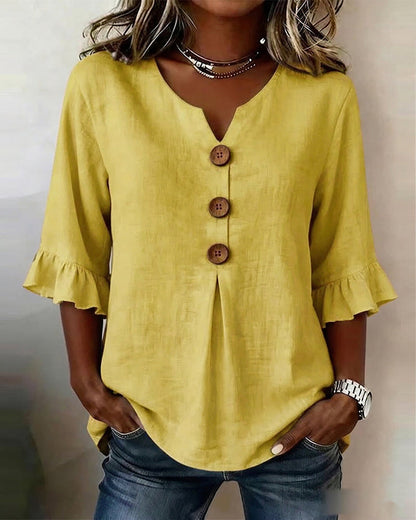 INÉS | BLUSA DE ALGODÓN LINO LISA