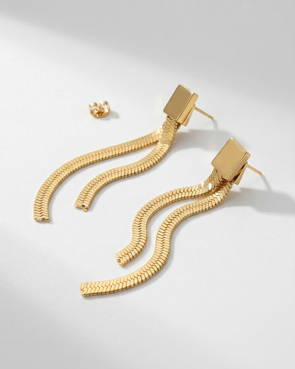 CATALINA | PENDIENTES DE MALLA METÁLICA CHAPADA EN ORO DE 18 KT