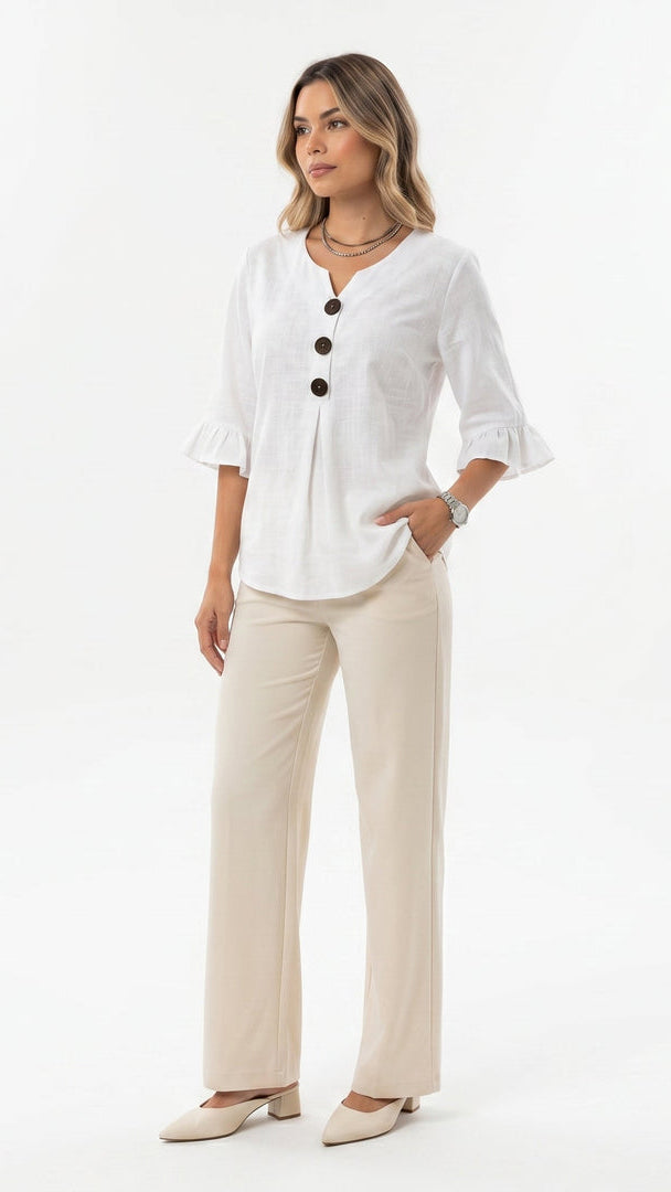 INÉS | BLUSA DE ALGODÓN LINO LISA