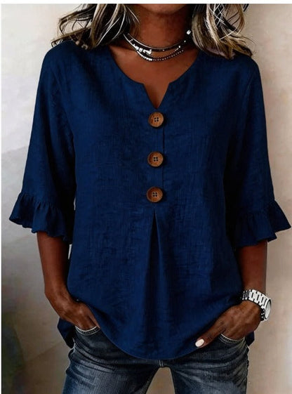 INÉS | BLUSA DE ALGODÓN LINO LISA